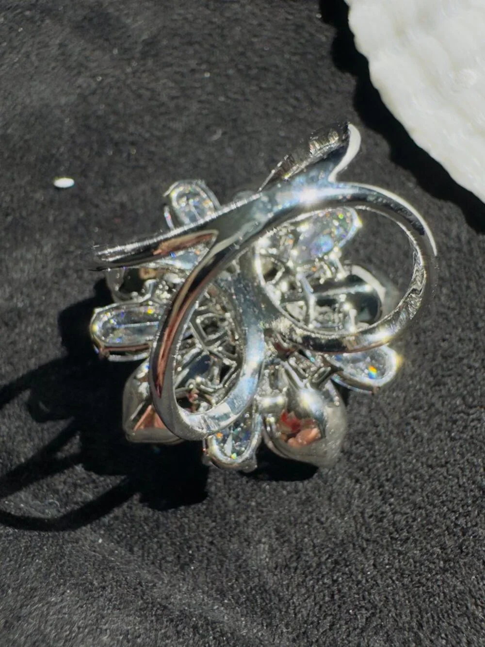 Blue Swarovski Element Crystal Flower Scarf Ring 2-in-1